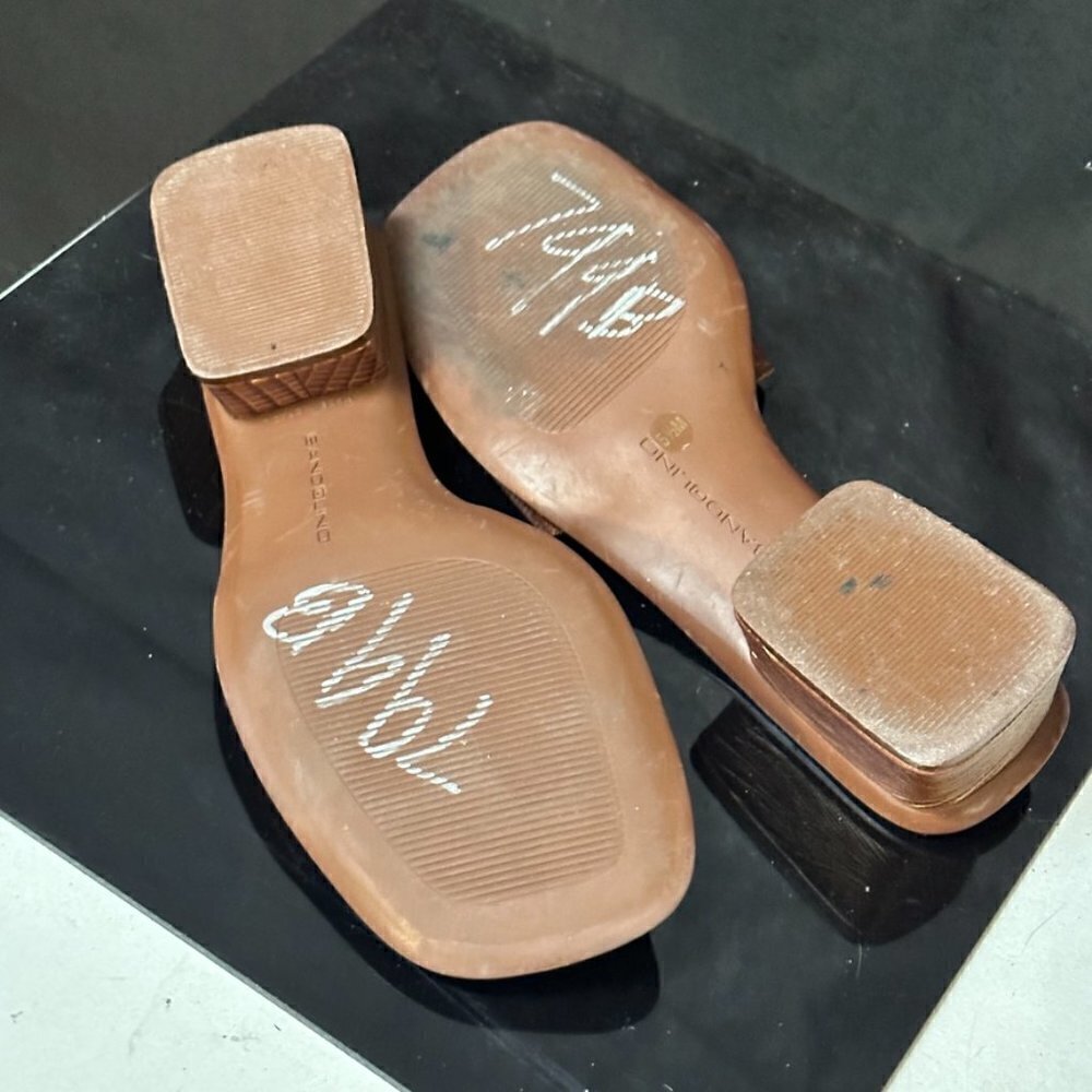 Bandolino Copper Embossed Flats Sandals Slip on Aligator Open Toe Crocodile 5.5 - Picture 8 of 8